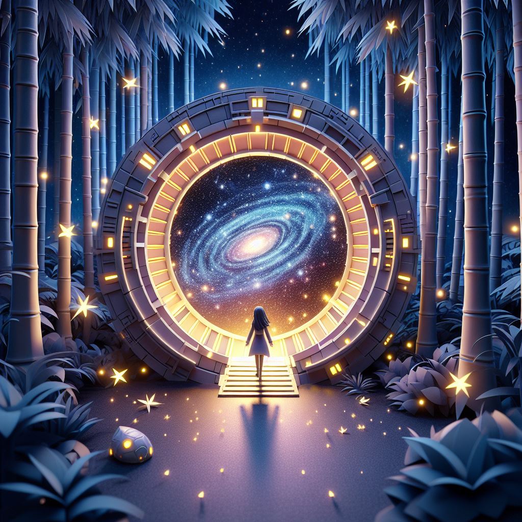 Stargate Time Travel Portal in Mystical Bamboo Forest