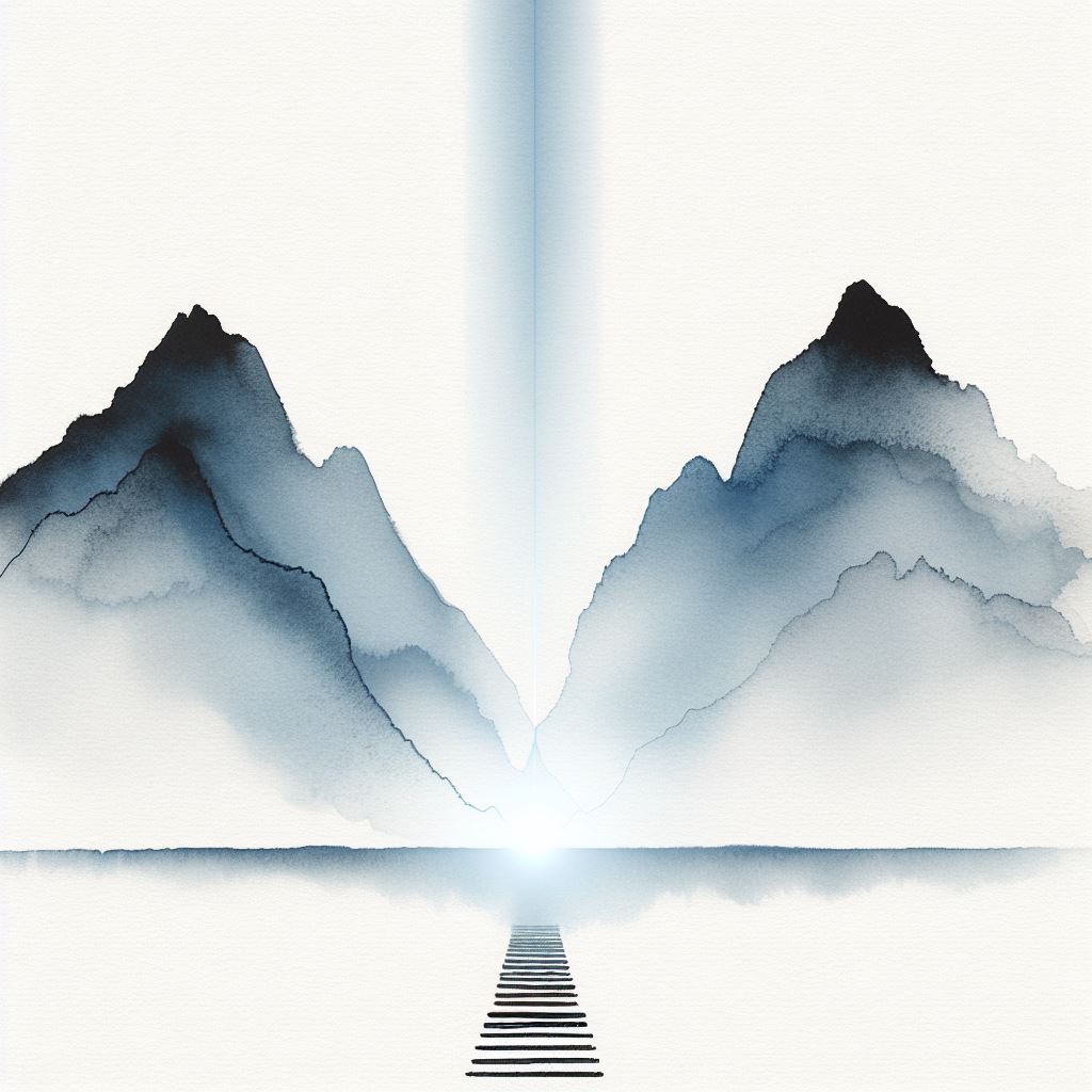 Mountain with Blue Light Emiting at the Center - Ascension Divine Download